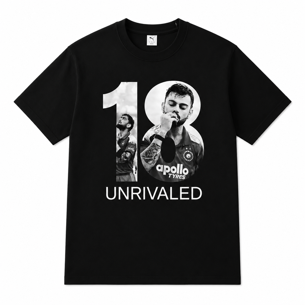 Virat 18 Unrivaled Oversized Black T-Shirt