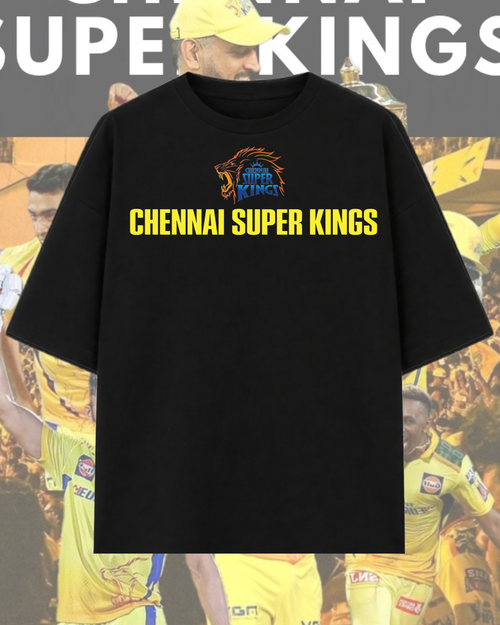 Chennai Super Kings Oversized Graphic T-Shirt – Black Edition - Outtiz
